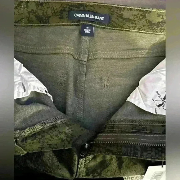 MSRP $79 Womens Calvin Klein Pants Green Print Skinny Size 28 - Picture 7 of 8